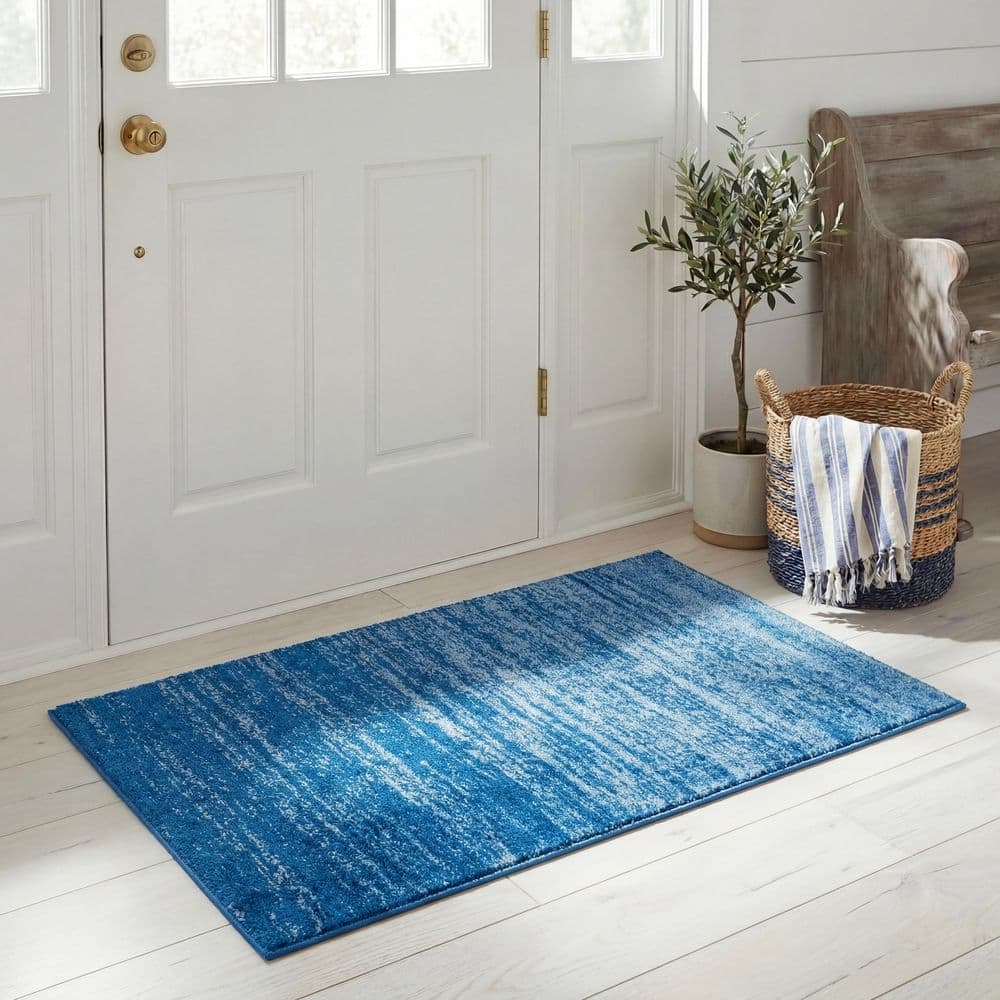Blue Door Rug SAFAVIEH Adirondack Light Blue/Dark Blue Doormat 3 ft. x 4 ft. Solid ...