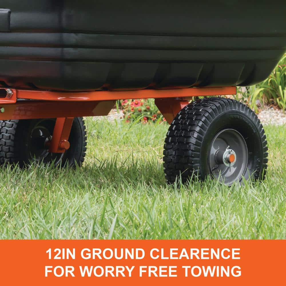 Black Poly Dump Cart with Steel Frame and Pneumatic Tires
