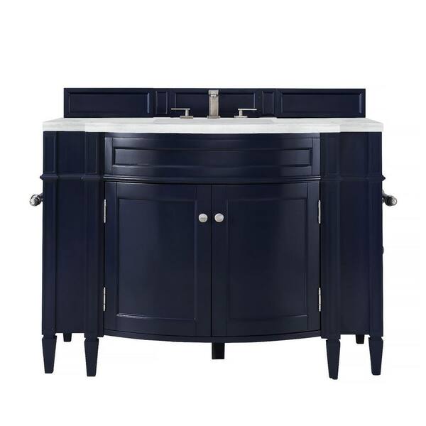 James Martin Vanities Brittany 46.5 in. W x 23.5 in. D x 34 in. H Bathroom Vanity in Victory Blue with Arctic Fall Solid Surface Top
