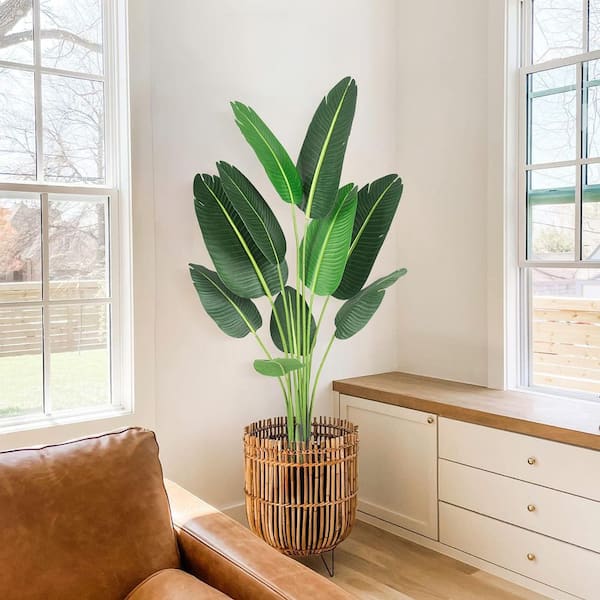 5 ft. Artificial Tree Bird of Paradise with 10 Trunks, 1-Piece 60 inch Plant Fake Banana Tree Plant with Pot