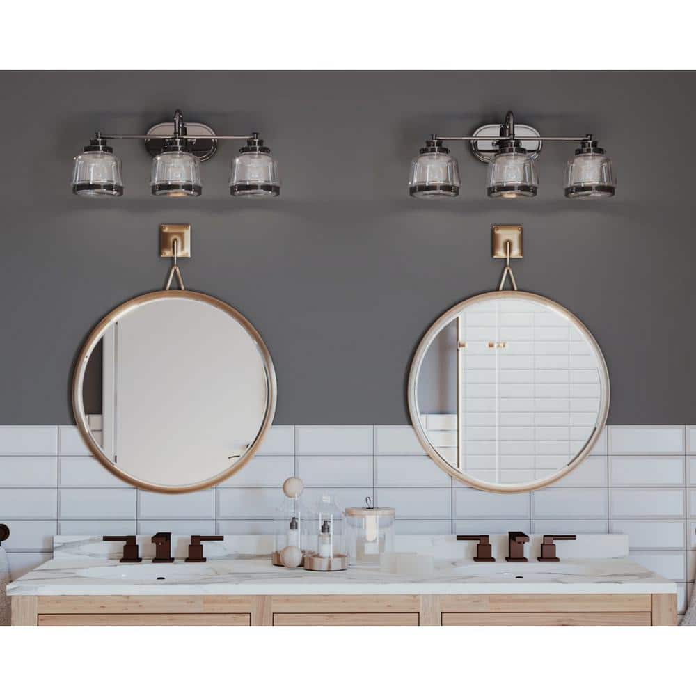 Judson Polished Nickel 3-Light Bath Vanity with Clear Glass Shades