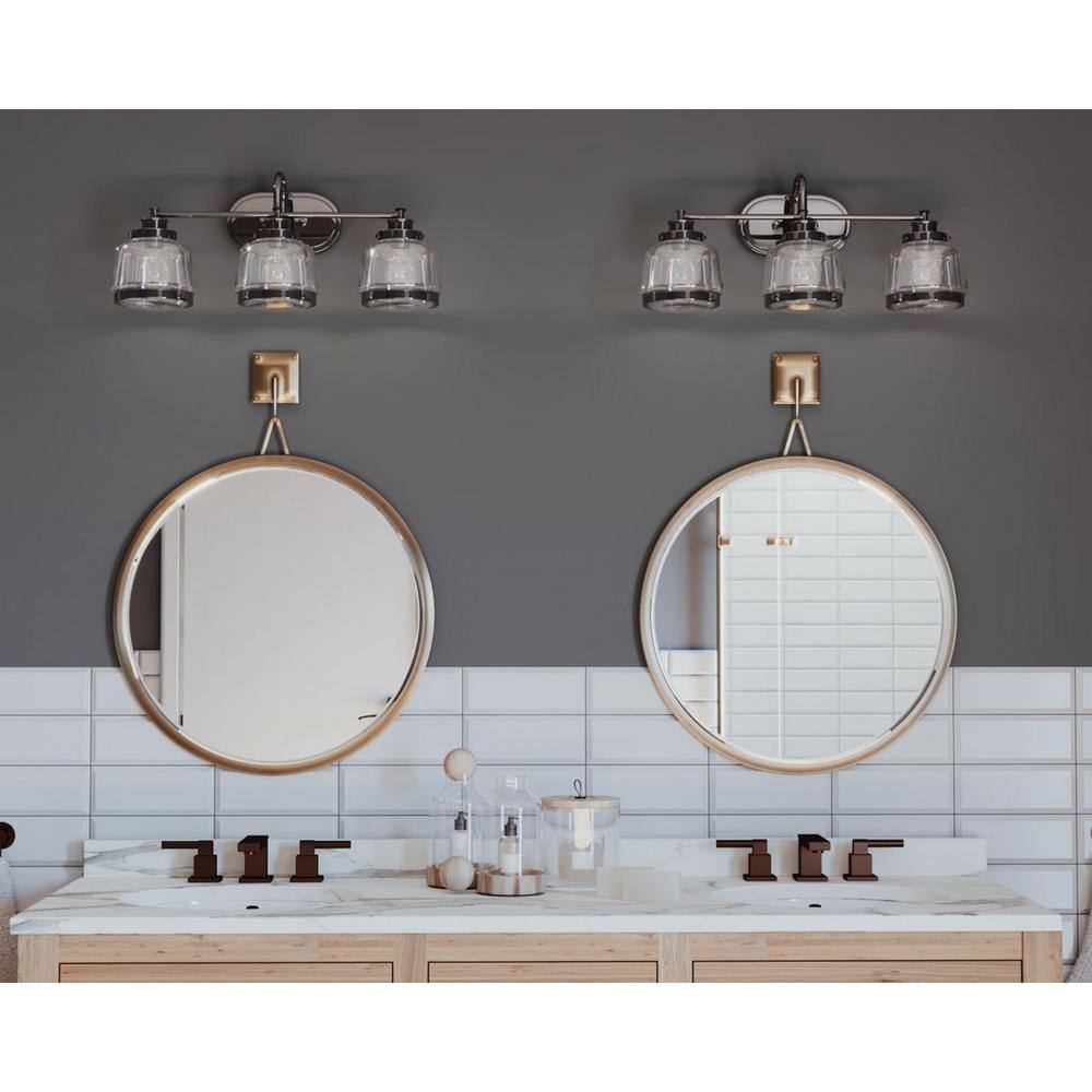 Judson Polished Nickel 3-Light Bath Vanity with Clear Glass Shades