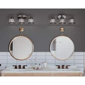 Judson Collection 26 in. 4-Light Polished Nickel Clear Glass Farmhouse Bathroom Vanity Light
