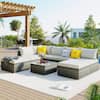 Polibi Gray 8-Pieces Patio Wicker Outdoor Conversation Sets with Beige Cushions MB-8PPWOCBC-G1