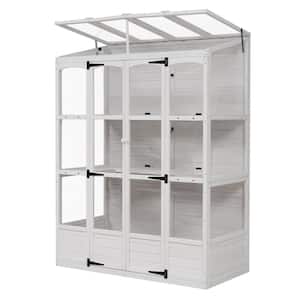 78.1 in. H x 57.9 in. W White Walk-in Outdoor Greenhouse with 4 Independent Skylights and 2 Folding Middle Shelves