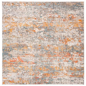 Madison Grey/Orange 11 ft. x 11 ft. Abstract Gradient Square Area Rug