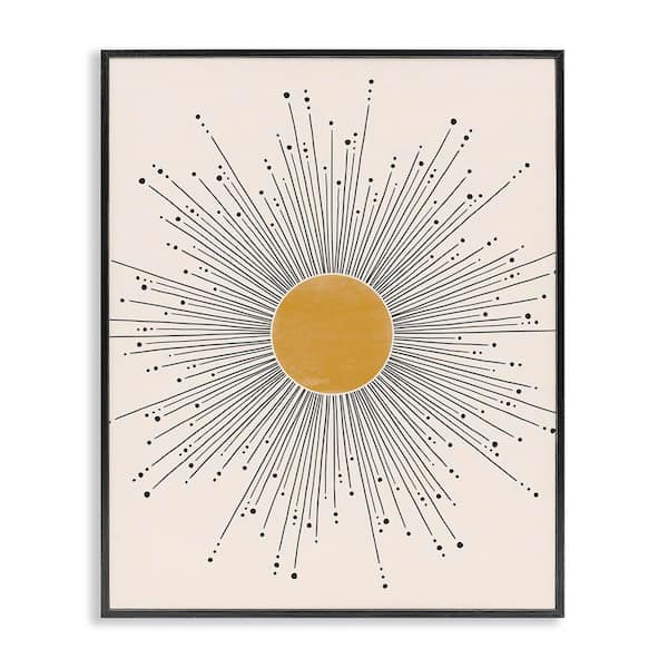 Art Deco Summer Sun Geometric Line Bursts by JJ Design House LLC Black Framed Giclee Art Print Astronomy 30 in. x 24 in.