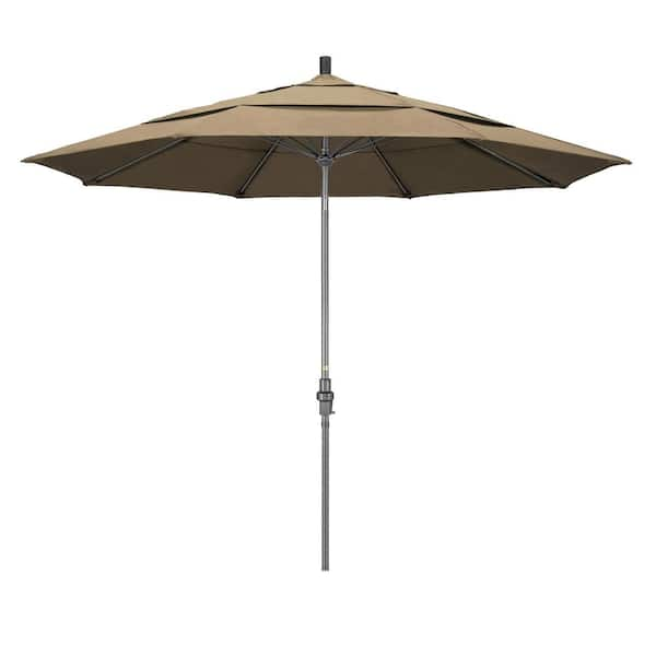 California Umbrella 11 ft. Hammertone Grey Aluminum Market Patio ...