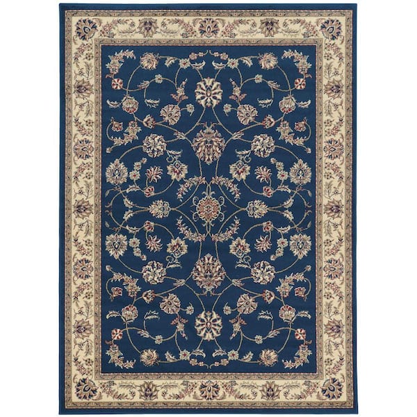 Como Navy 5 ft. x 8 ft. Traditional Oriental Scroll Area Rug