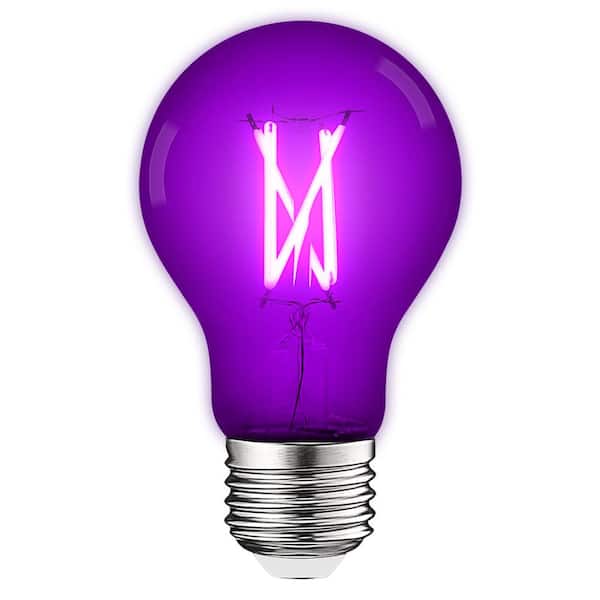 LUXRITE 60-Watt Equivalent A19 Edison LED Purple Light Bulb, 4.5-Watt, Colored Glass Filament, UL, E26 Base, Indoor Outdoor