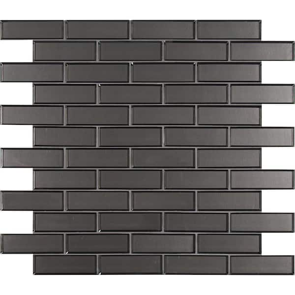 MSI Metallic Gray Bevel Subway 11.73 in. x 11.73 in. x 8mm Glass Mesh-Mounted Mosaic Tile (9.6 sq. ft. / case)