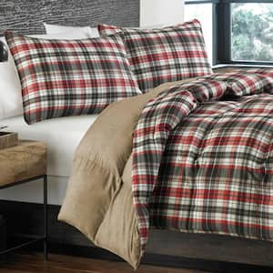 Astoria Red Plaid Microfiber Comforter Set