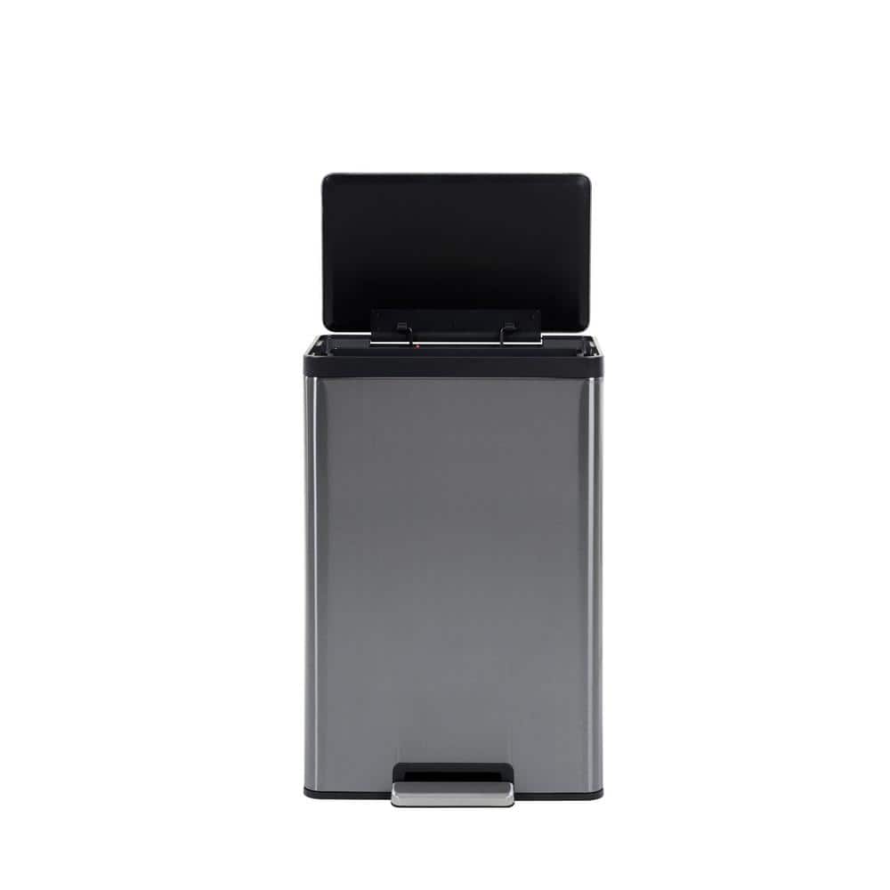 Charcoal Stainless Steel 12 Gallon Pedal Trash Can