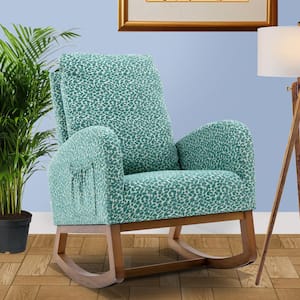 Leopard Teal Upholstery Rocking Chair