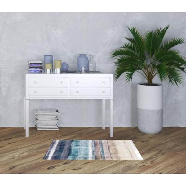 2 ft. x 4 ft.Turquoise Ombre Washable With UV Protection Area Rug