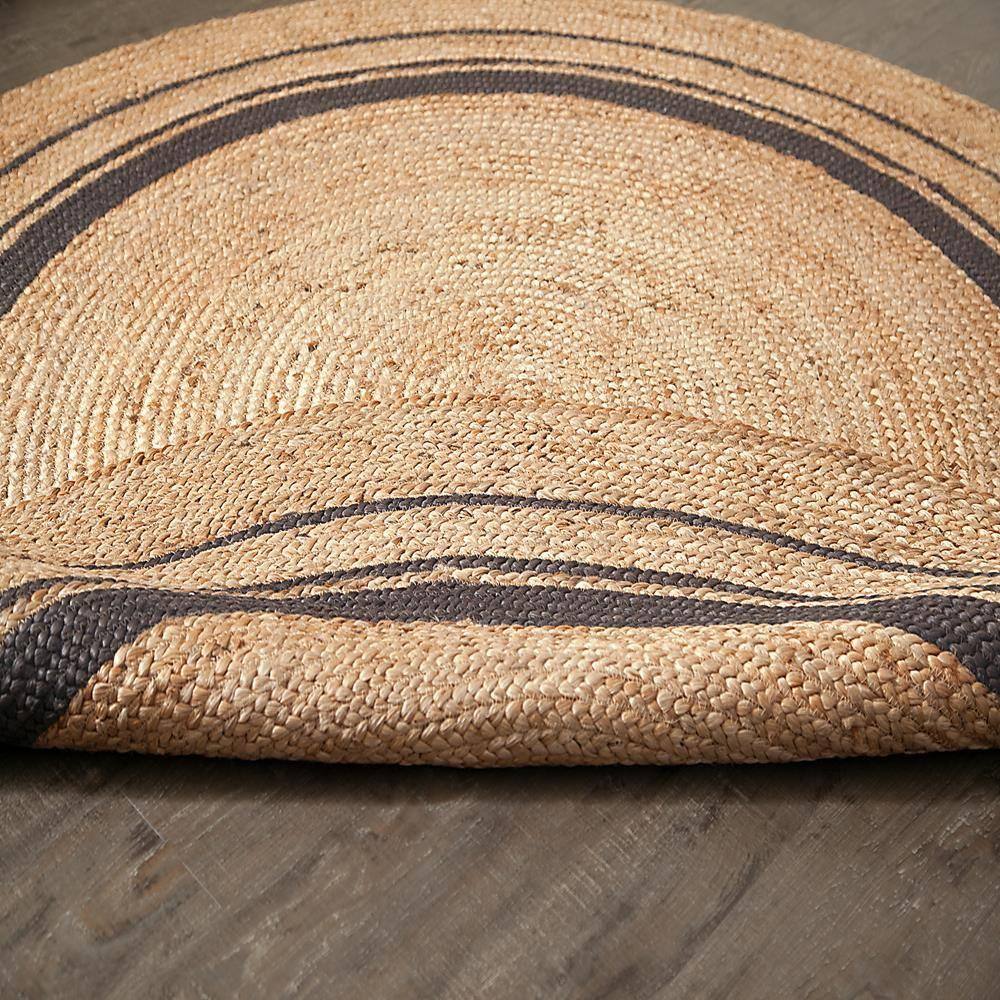 Mist Tan Gold Hand Braided Round Wool Rug - 48"