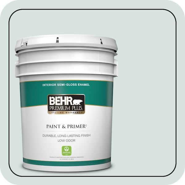 BEHR PREMIUM PLUS 5 gal. #730E-2 Sparkling Spring Semi-Gloss Enamel Low Odor Interior Paint & Primer