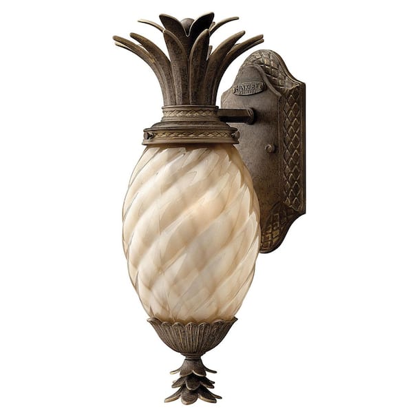 Plantation 1-Light Pearl Bronze Hardwired Outdoor Wall Lantern Sconce