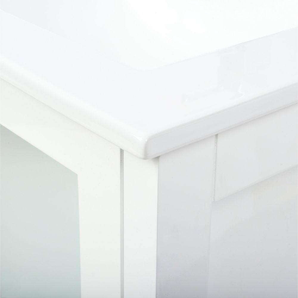 White Engineered Wood Freestanding Vanity Set with Mirror and Ceramic Sink