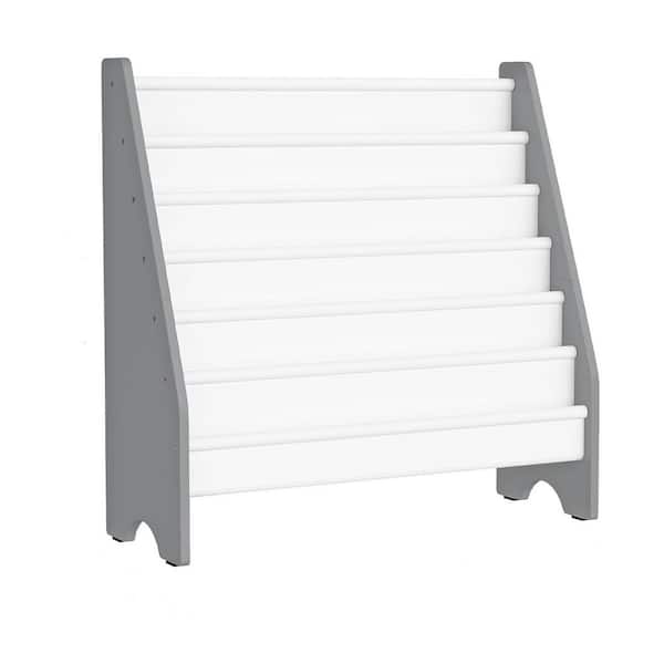 29.5 W X 29.5 H Grey  Wood Freestanding Magazine Rack 6-Tier Kids Books Helf
