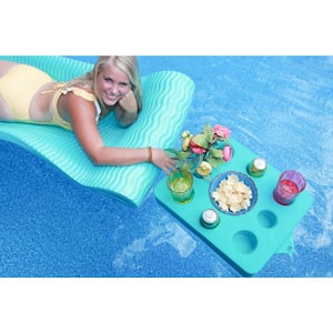 9-Cutout Seafoam Blue Pool Floating Drink Tray