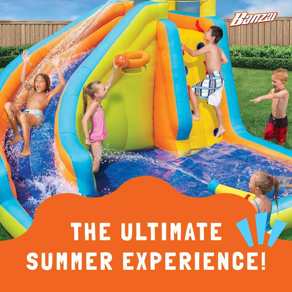 Multicolor Inflatable Water Slide with Climbing Wall and Cannon