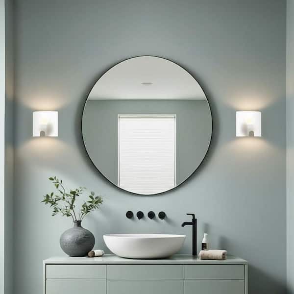 Hampton Bay Obsidian 8.5 in. 1-Light Brushed Nickel Wall Sconce with Frosted Glass Shade