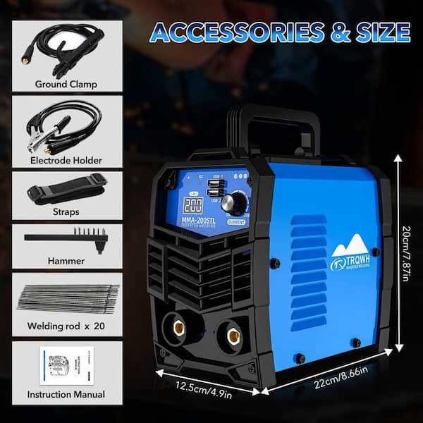 200 Amp 110-Volt Electric (DC) Stick Welder ARC Welding Machine, IGBT Inverter MMA Portable Welder with IGBT Inv