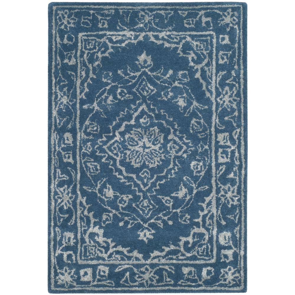 Blue Door Rug SAFAVIEH Glamour Blue Doormat 2 ft. x 3 ft. Border Area Rug GLM533B-2 ...