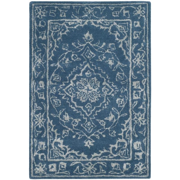 SAFAVIEH Glamour Blue Doormat 3 ft. x 5 ft. Border Area Rug