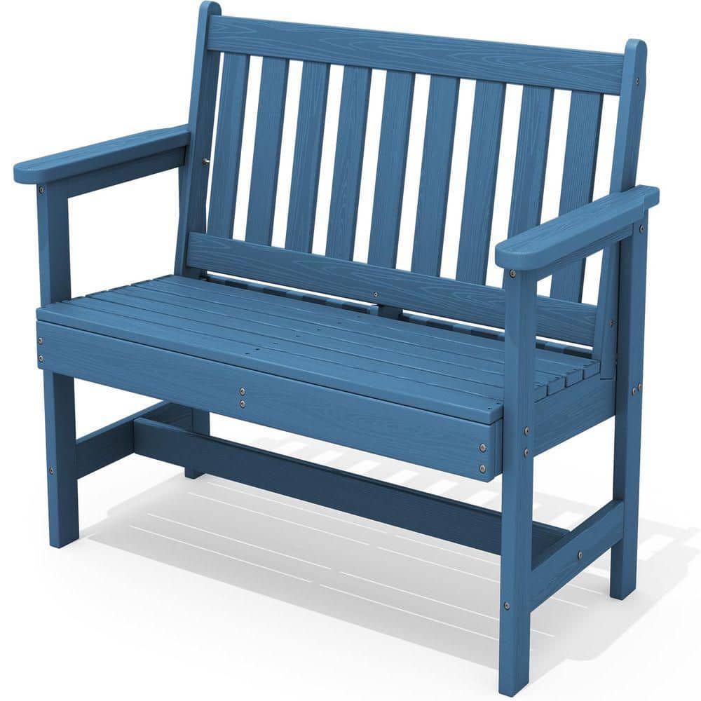 HIPS Outdoor Bench Plastic Weatherproof 2-Person Garden Bench in Navy Blue price history on PriceWatchPro