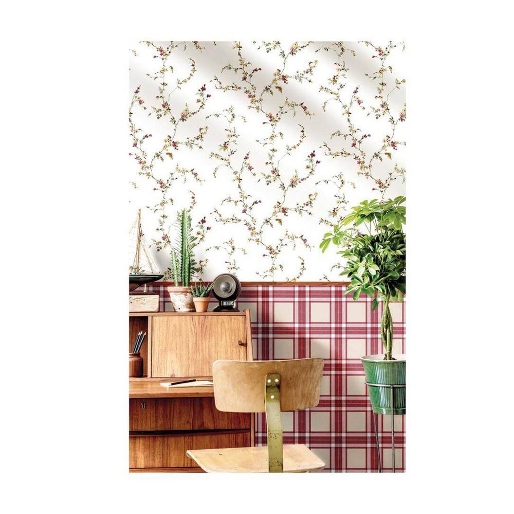 Cottage Chic Pink Floral Damask Non-Pasted Wallpaper Roll