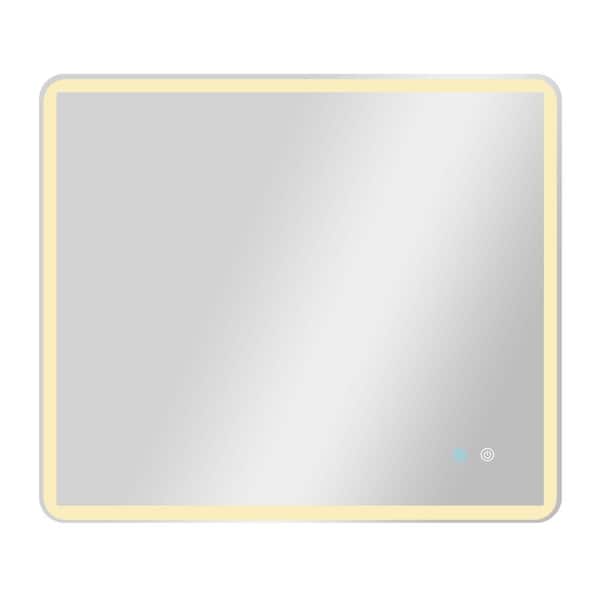 Unbranded 42 in. W x 36 in. H Rectangular Frameless Wall Bathroom Vanity Mirror in Natural