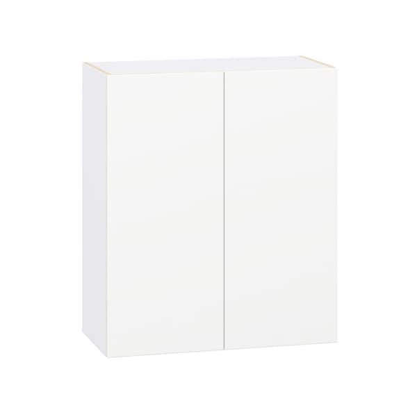 J COLLECTION Timberline 30 in. W x 14 in. D x 35 in. H Assembled Slab Wall Kitchen Cabinet in Bright White