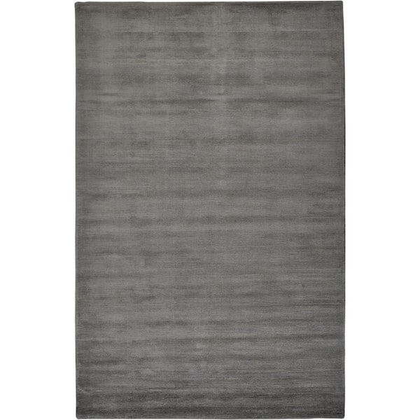 4 ft. x 6 ft. Gray, Black Solid Color Area Rug