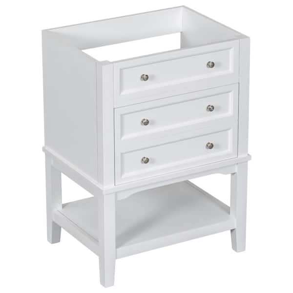 Flynama 23.6 in. W x 17.9 in. D x 33 in. H Wood Rectangular Bath Vanity Cabinet without Top with Drawer and Shelf in White