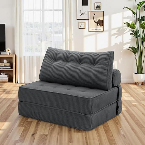 Costway 44.5 in. Black Solid Foldable Floor Sofa Bed 6-Position