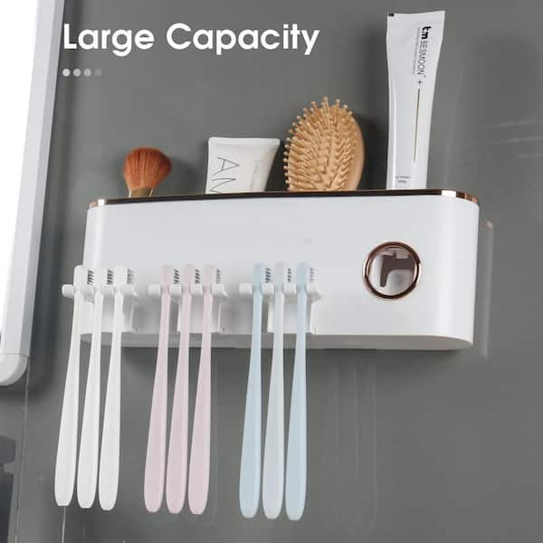Wudkey 1-Pack 3 Cups Wall Mounted Toothbrush Holders, Bathroom