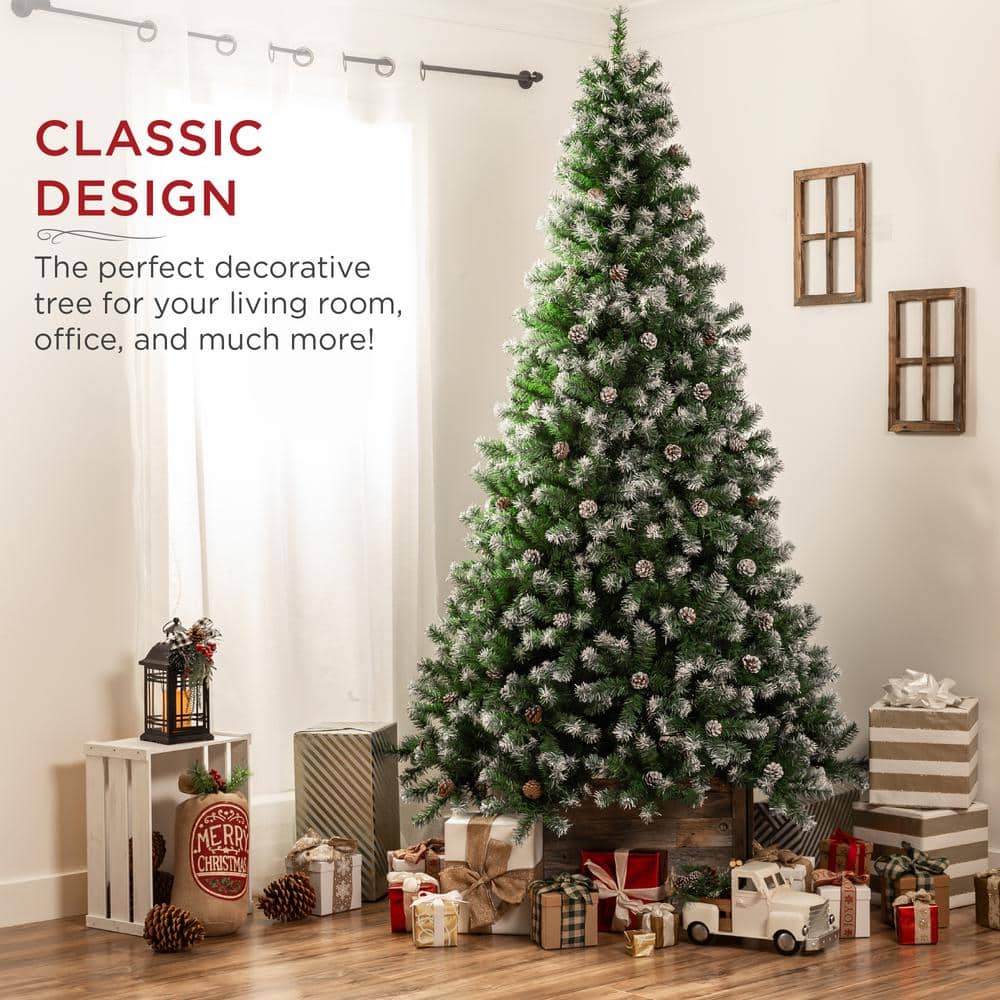 7.5ft Green Partially Flocked Virginia Pine Artificial Christmas Tree
