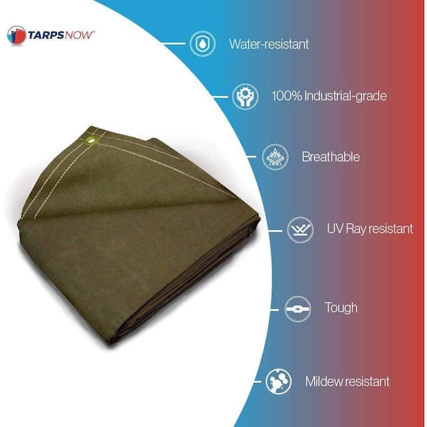 10 x 10 ft. Heavy Duty Canvas Tarp, Tear Resistant