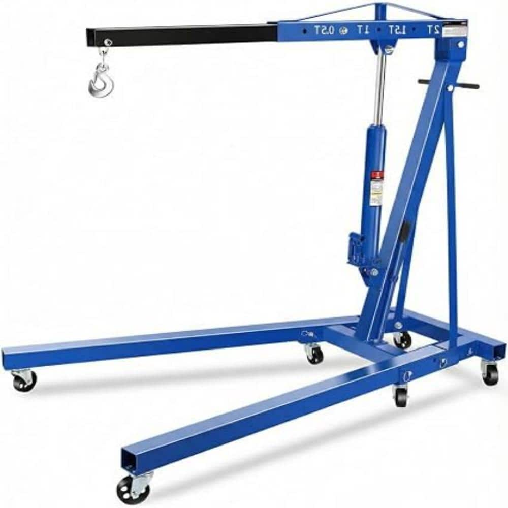 2 Ton Blue Folding Engine Hoist Cherry Picker, 4400lbs Heavy Duty Shop Crane with Telescopic Boom, (No Lever) price history on PriceWatchPro