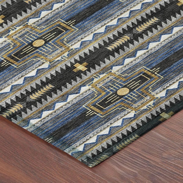 Chantille Machine Washable Indoor/Outdoor Abstract ACN2688 Black 5 ft. x 7 ft. 6 in. Area Rug