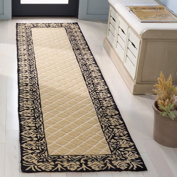 Total Performance 2 ft. x 9 ft. Black Diamond Border Runner Rug