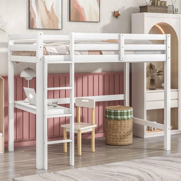 Tribeca Full Size Junior Loft Bed Pink Finish, 42 OFF