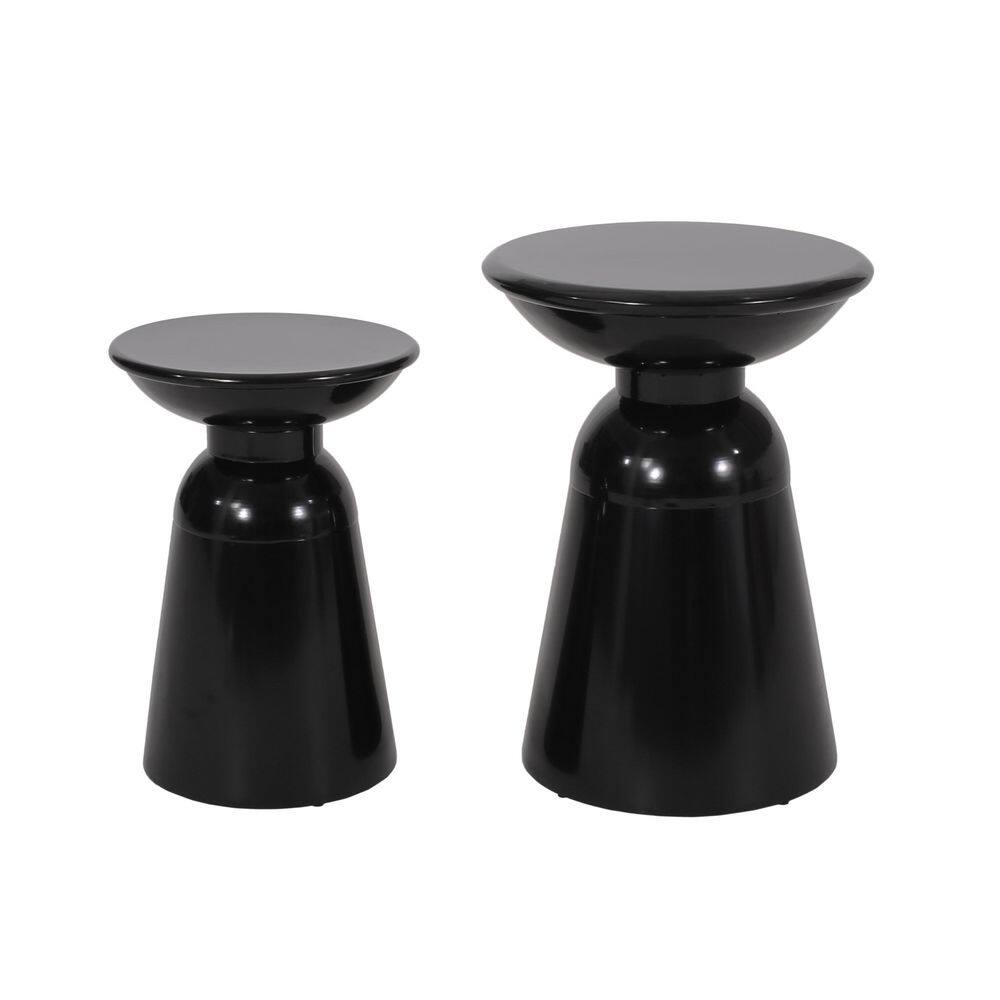 Serenita Black Metal Iron Outdoor Side Tables with Flared Design, Set of 2 price history on PriceWatchPro