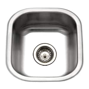 Houzer Club 17 in. Stainless Steel Undermount 8 in. Deep Single Bowl Bar Sink with Strainer - MS-1708-1