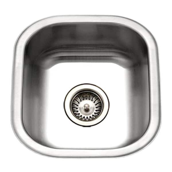 Houzer Club 17 in. Stainless Steel Undermount 8 in. Deep Single Bowl Bar Sink with Strainer - MS-1708-1