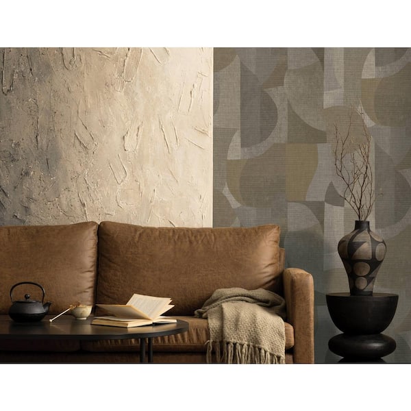 Noir Mocha Abstract Soft Geo Print Non Woven Non-Pasted Textured Wallpaper 57 Sq. Ft.