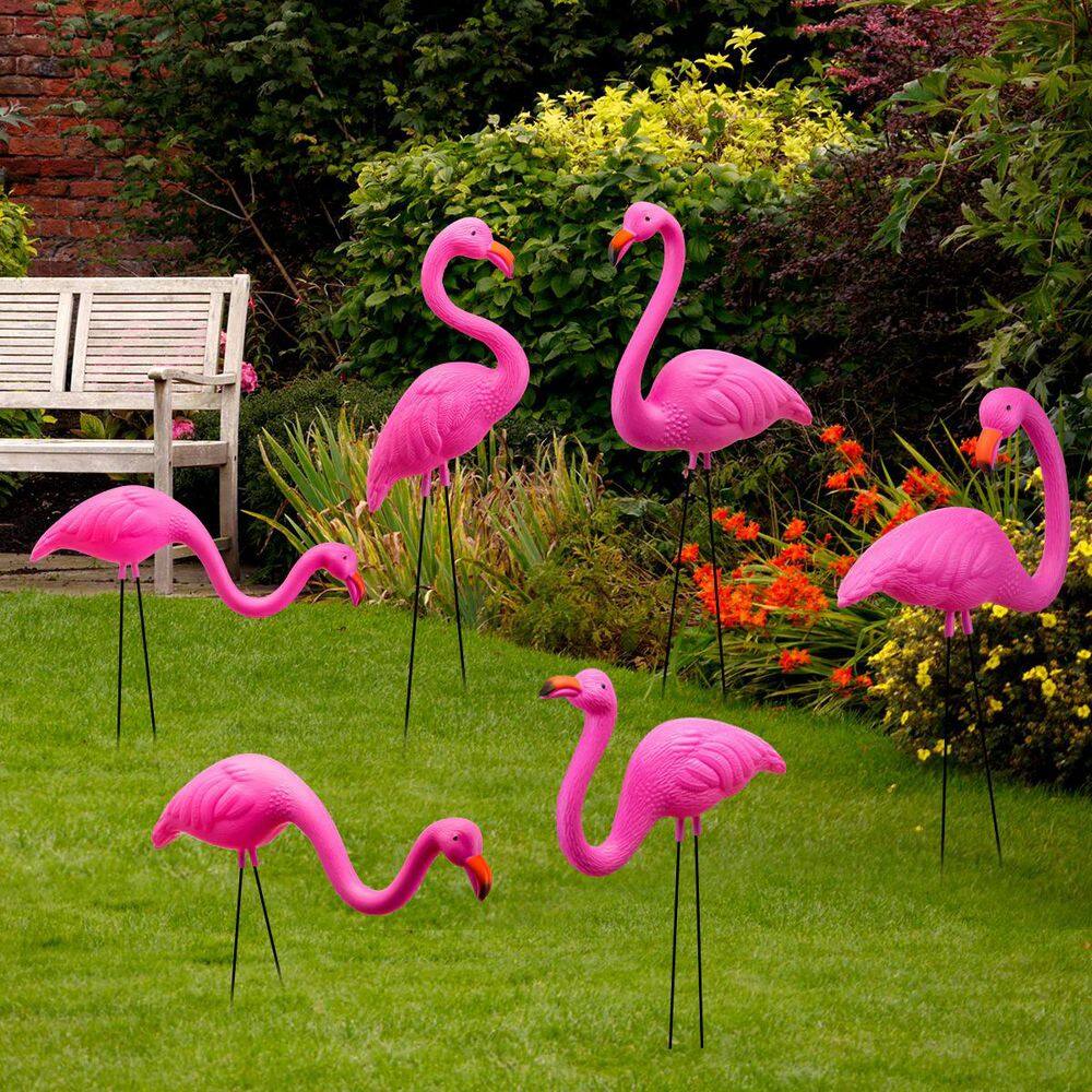 JOYIN 10 Pack Small Yard Flamingos Ornament Stakes, Jamaica
