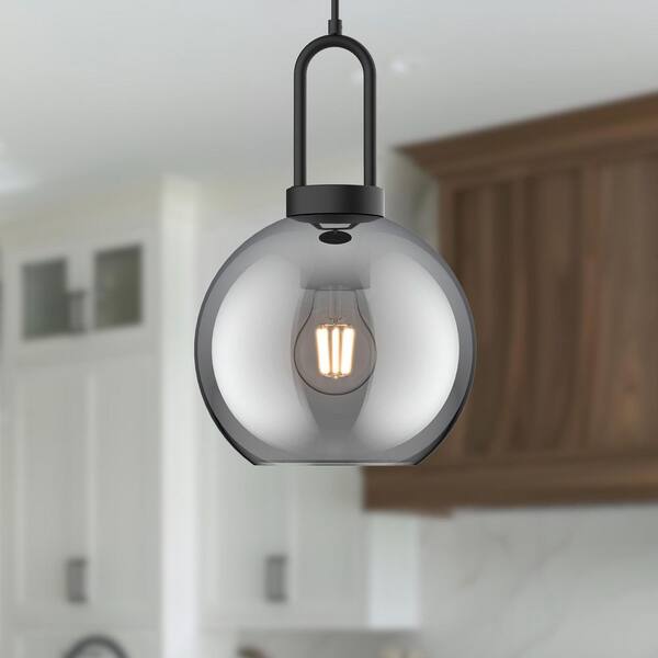 ALORA MOOD Soji 8 in. 1 Light 60-Watt Matte Black/Smoked Solid